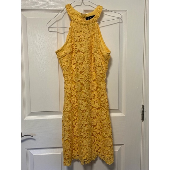 Lulus Love Poem Yellow Lace Mini Dress - Picture 6 of 12